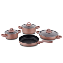 Zzz - Korkmaz A2894 Bella Granıt 7 Prc Tencere Setı Rosegold - KORKMAZ