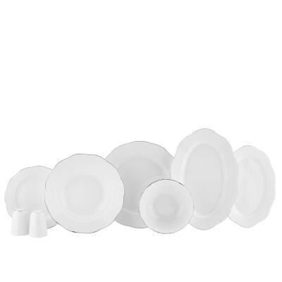 Zzz - Korkmaz A8330 Rosa Collectıon 55 Prc Yemek Takımı Platın - 1