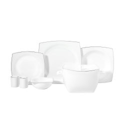 Korkmaz A8458 Bone Sel. 60 P Yemek Takımı (kare) Platın - KORKMAZ