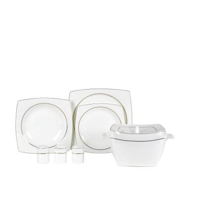Korkmaz A8460 Bone Sel. 60 P Yemek Takımı (kare) - 1