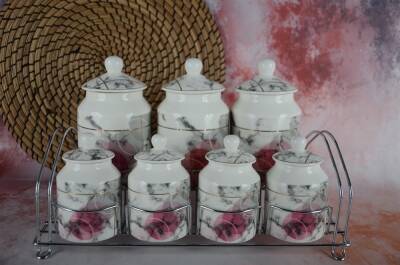 Pacı Aura 7 Prc Yaldızlı Porselen Baharatlık Setı 101327 - 1