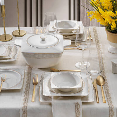 Schafer Glamor Elegant Yemek Takım-60 Prc-Beyaz01 - 1