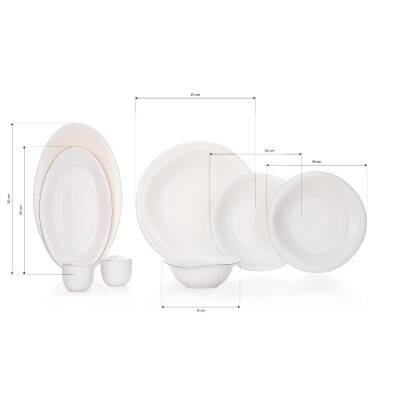 Schafer Superfıne Bone Elıxır Yemek Takımı 56 Parca Platın - 1